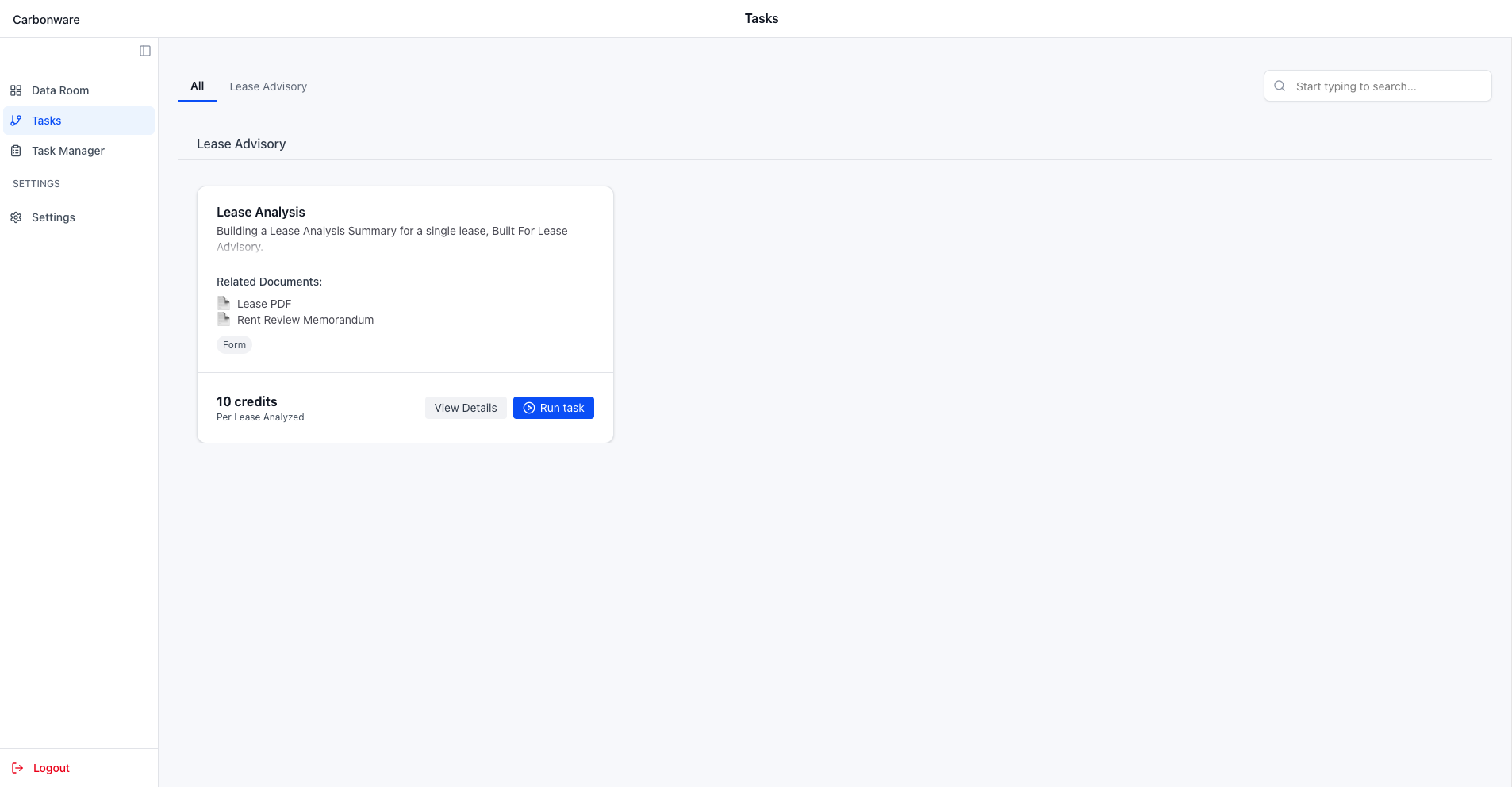 AI-powered lease abstraction dashboard